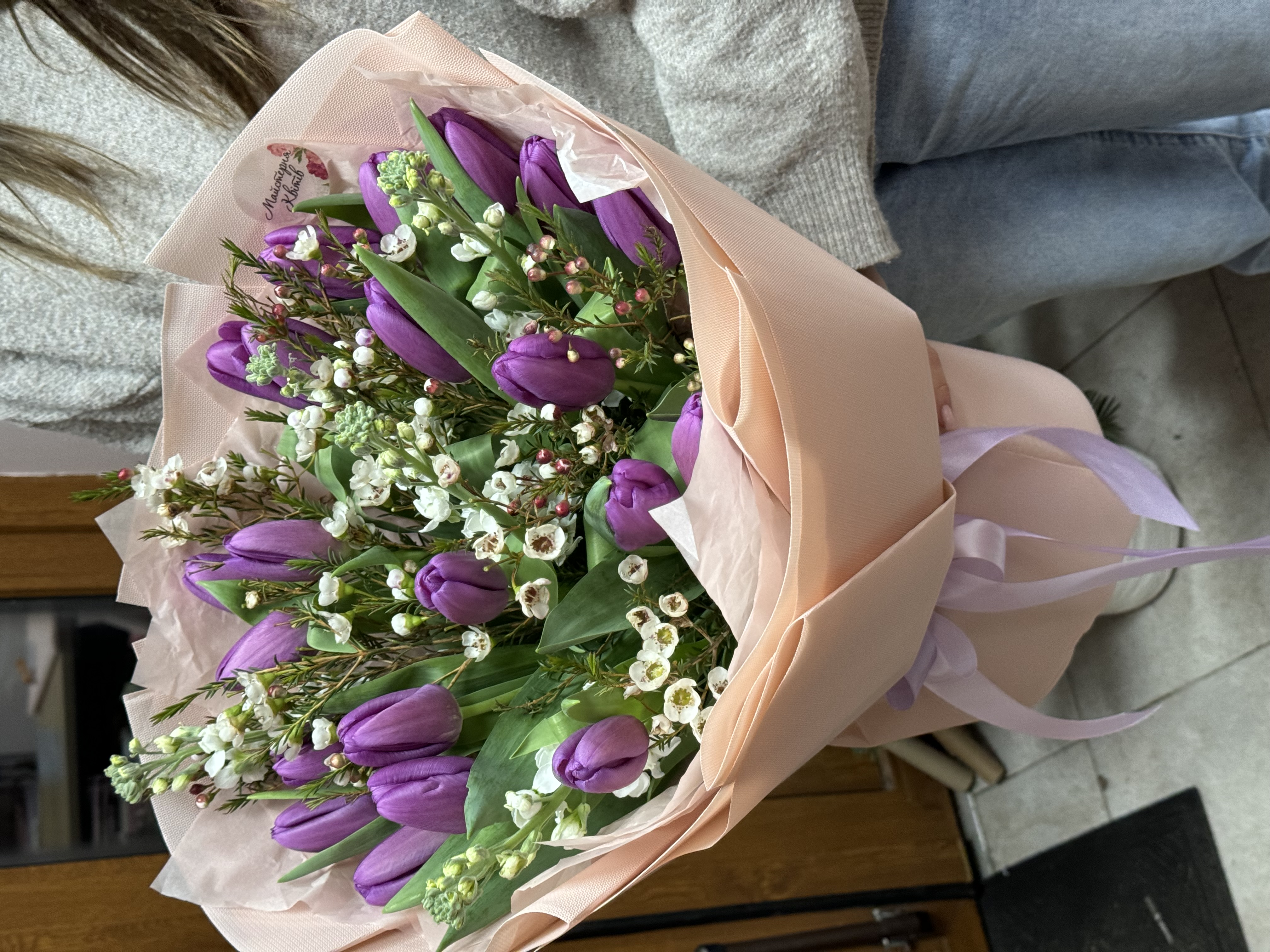 Букет тюльпанів і матіоли 