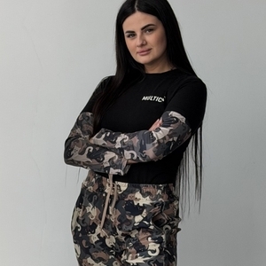 Жіночий лонгслів комбо MULTICAT чорний/standard