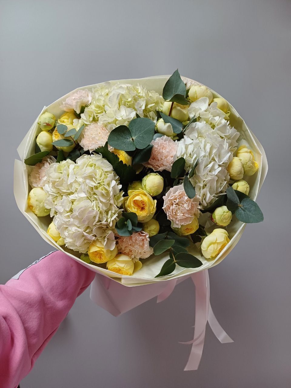 Букет мікс з гортензіями 